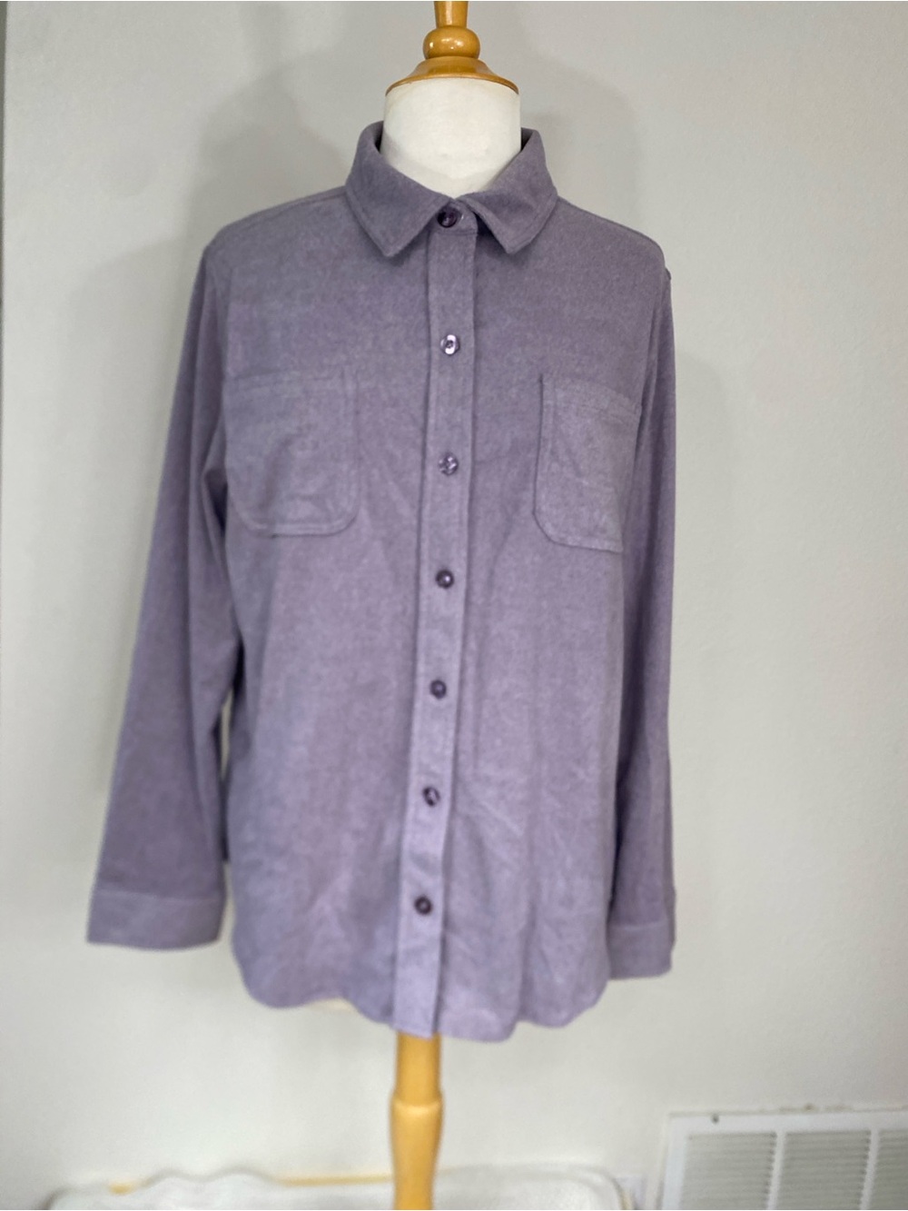 NWT New 32 Degrees Heat Womens Soft Lavender Button Shirt Size Large Cabincore
